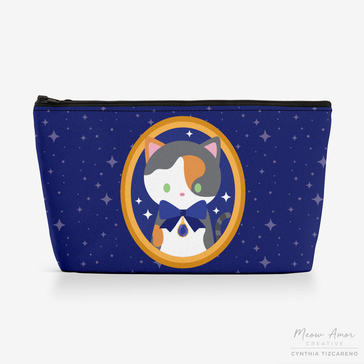 Sapphire Cat Canvas Zipper Bag – Meow Amor Creative Sapphire Cat Canvas Zipper Bag – Meow Amor Creative