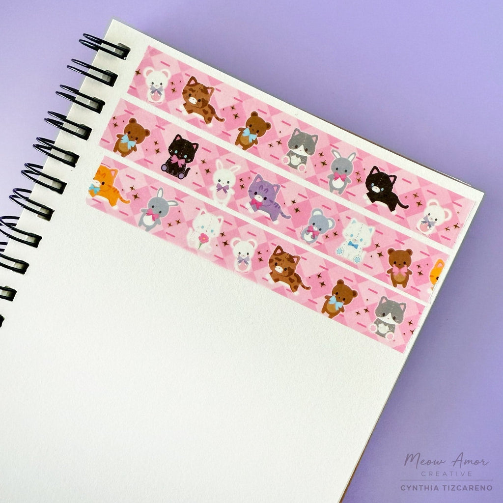 Wild Whimsy Woolies - Love Cats Washi Tape - Cute Stationery - Kitten Washi  Tape