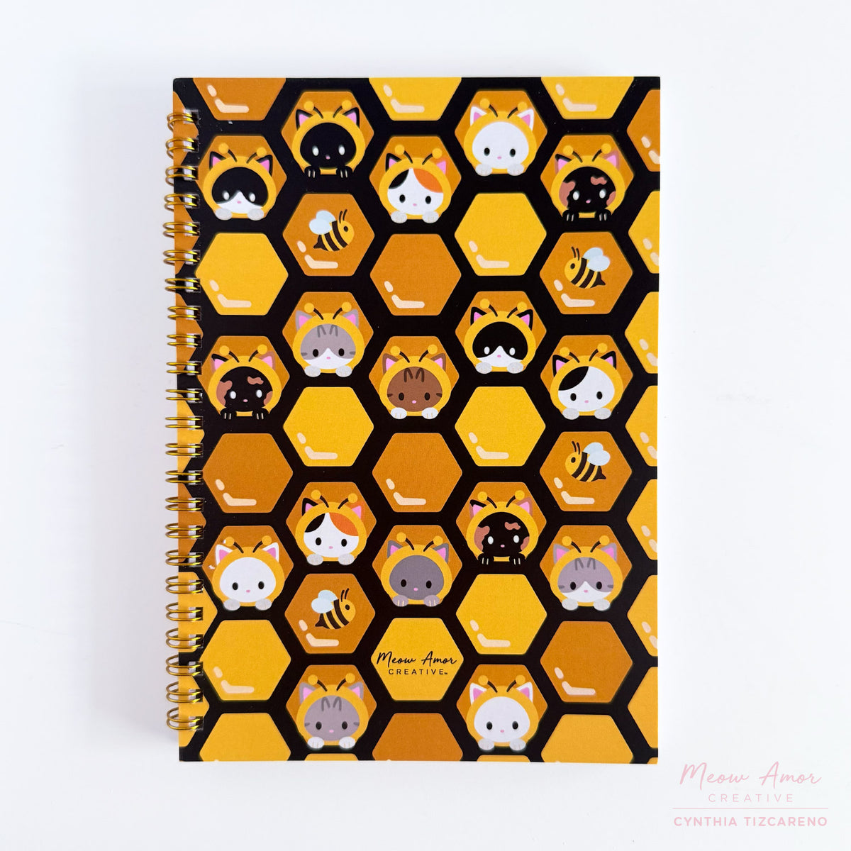 Bee Hive Cats Spiral Notebook – Meow Amor Creative