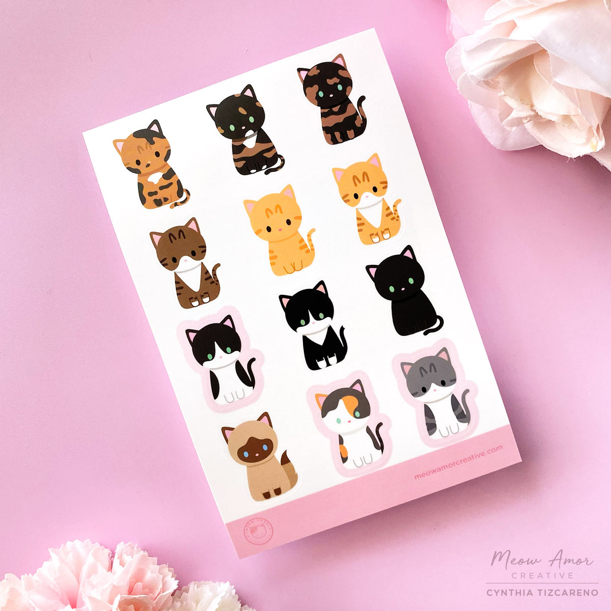 Sticker Cat Flex Cats Vinyl Sticker Sheet – Meow Amor Creative