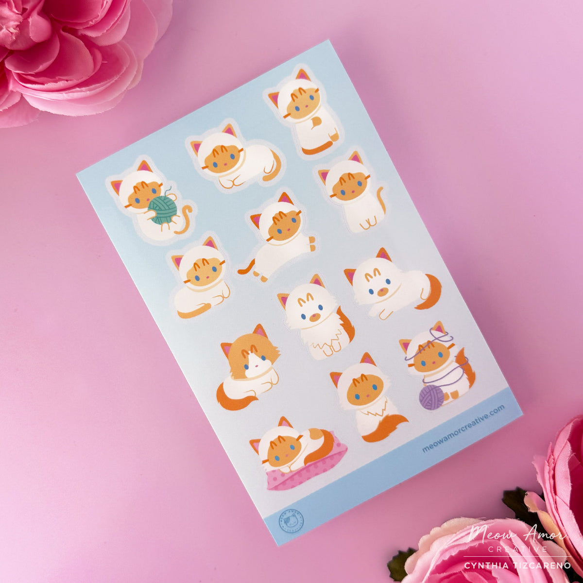 Cat Point Sticker Flame Point Cats Vinyl Sticker Sheet – Meow Amor Creative