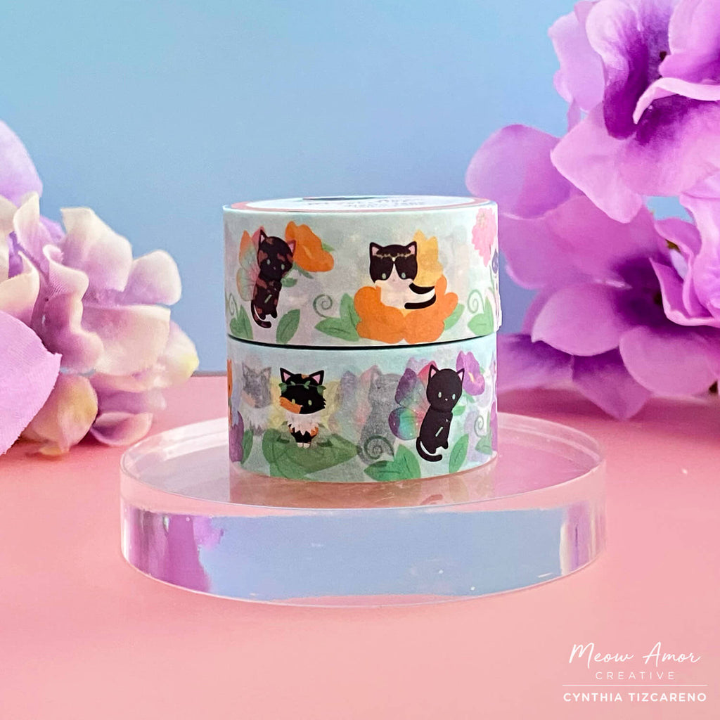 Seconds Sky Blue Cat Moonphase Holographic Foil Washi Tape – Meow Amor  Creative